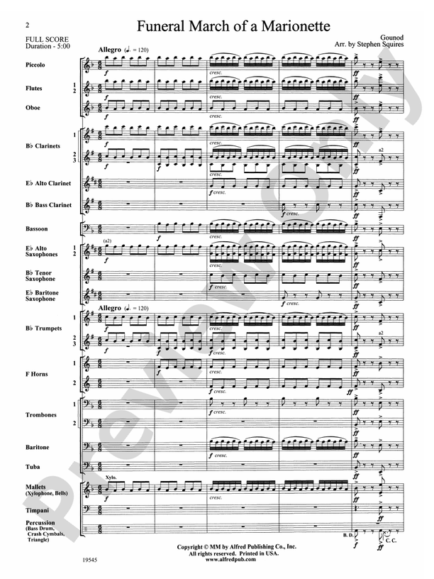 Funeral March of a Marionette (Grade 3) - Concert Band Conductor Score & Parts (Digital Download)