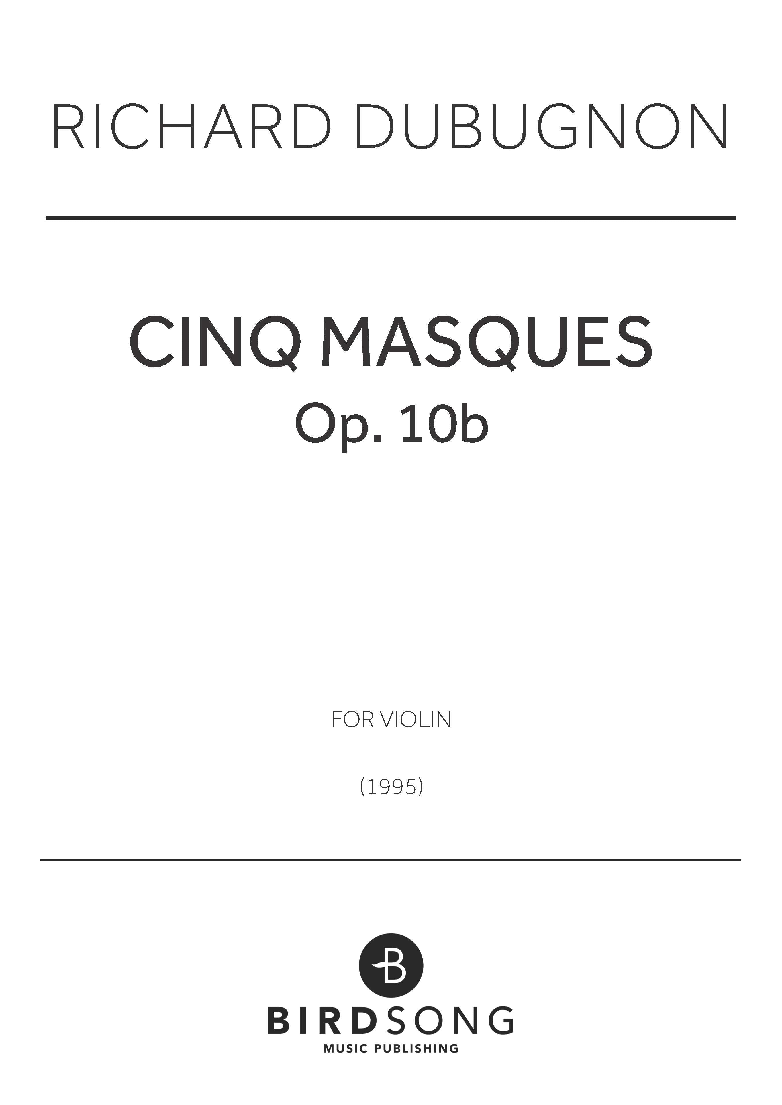 Cinq Masques - Richard Dubugnon - Violin (Digital Download)