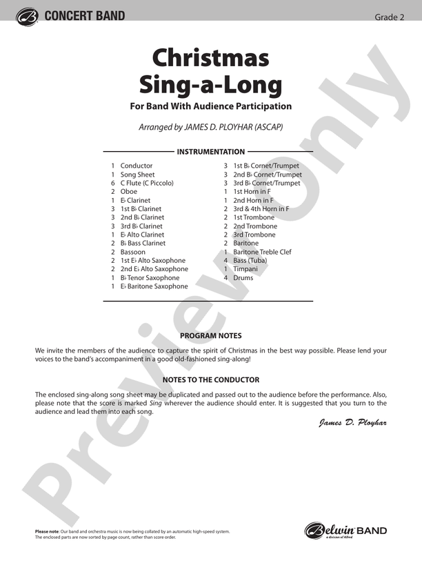 Christmas Sing-a-Long (for Band with Audience Participation) - Concert Band Conductor Score & Parts (Digital Download)