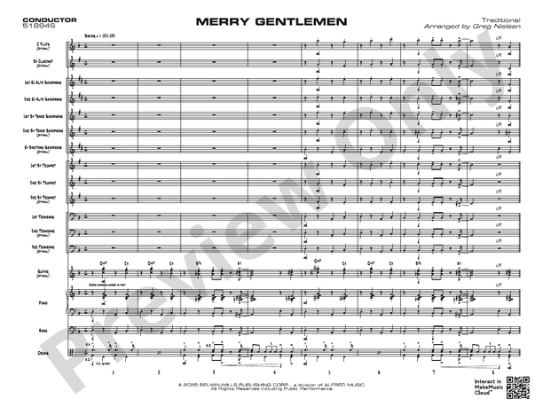 Merry Gentlemen – Jazz Ensemble Conductor Score & Parts (Digital Download)