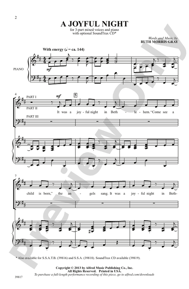 A Joyful Night - 3-Part Mixed Choral Octavo (Digital Download)