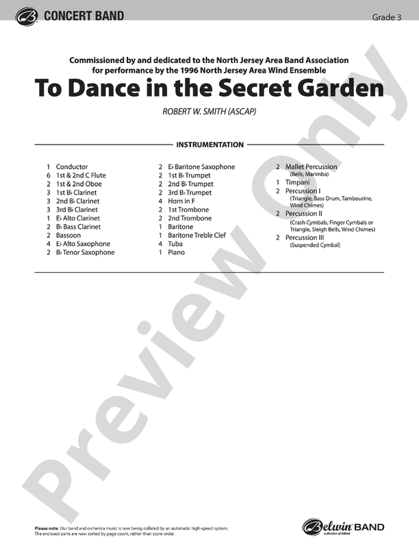 To Dance in the Secret Garden - Concert Band Conductor Score & Parts (Digital Download)