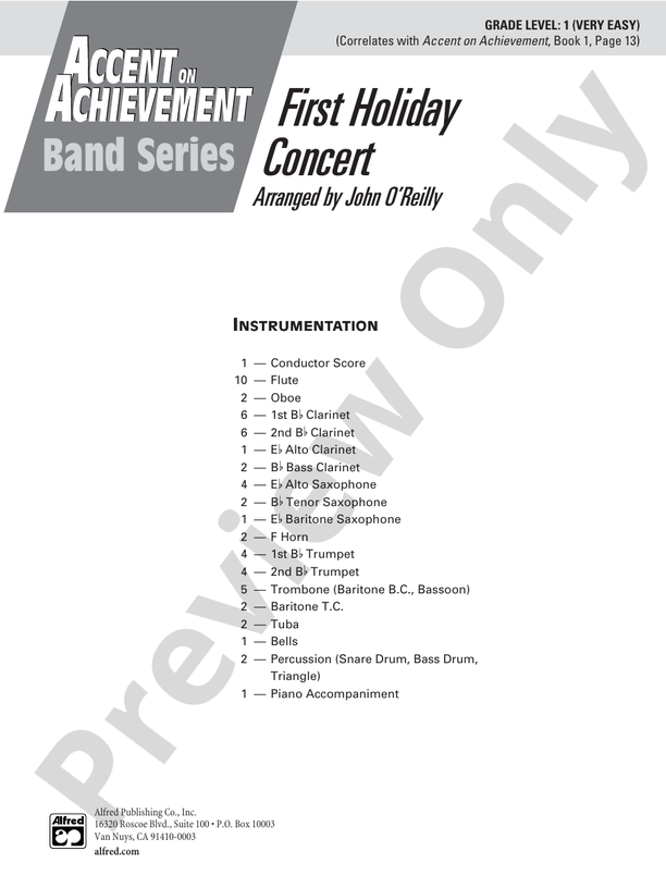 First Holiday Concert - Concert Band Conductor Score & Parts (Digital Download)