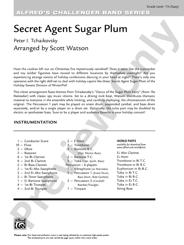 Secret Agent Sugar Plum - Concert Band Conductor Score & Parts (Digital Download)