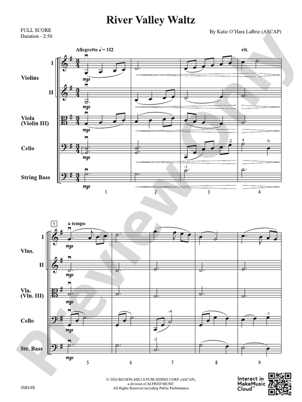 River Valley Waltz – String Orchestra Conductor Score & Parts