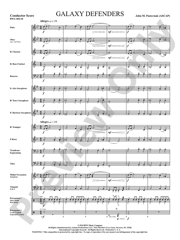 Galaxy Defenders - Concert Band Conductor Score & Parts (Digital Download)