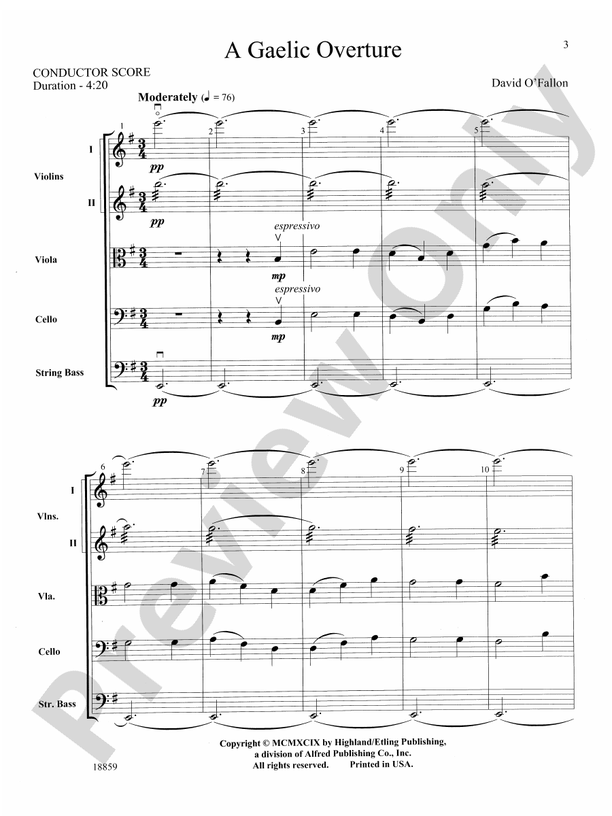 A Gaelic Overture – String Orchestra Conductor Score & Parts (Digital Download)