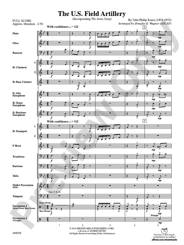 The U.S. Field Artillery - Concert Band Conductor Score & Parts (Digital Download)