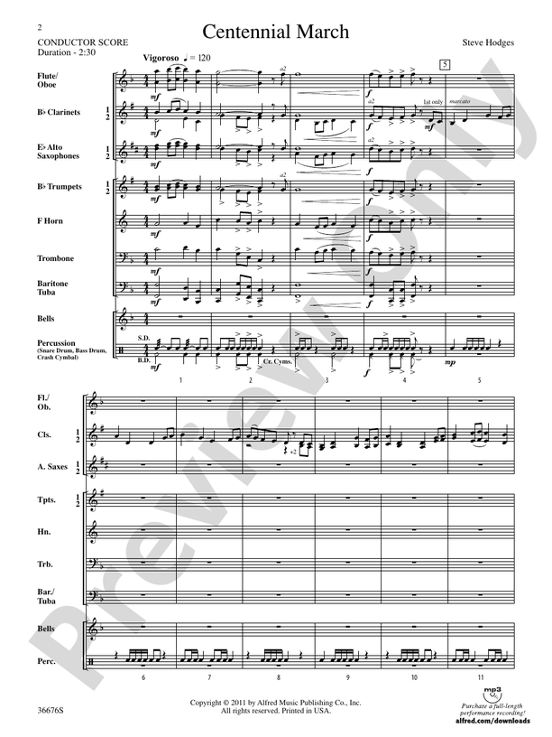 Centennial March - Concert Band Conductor Score & Parts (Digital Download)
