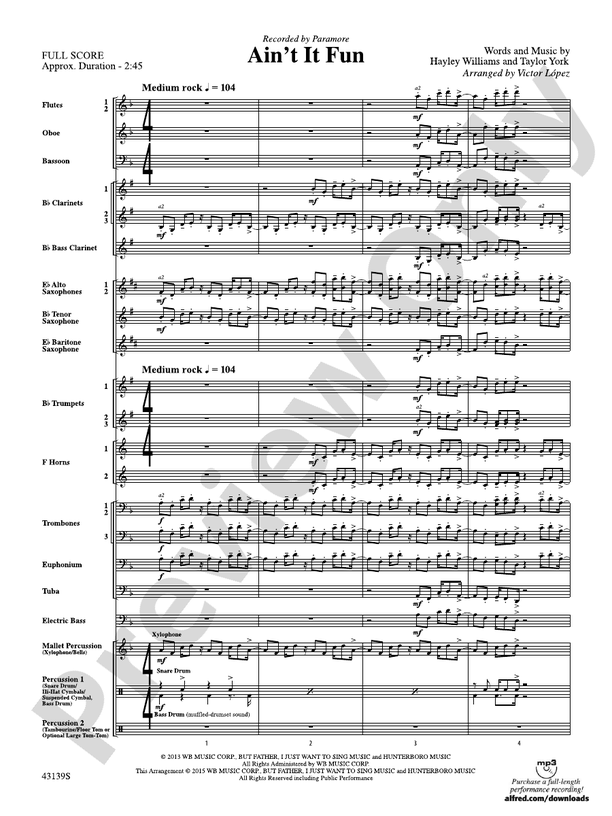 Ain't It Fun - Concert Band Conductor Score & Parts (Digital Download)