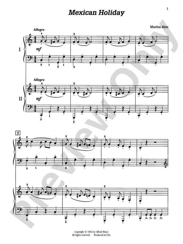 Mexican Holiday - 2 Pianos, 4 Hands (Digital Download)