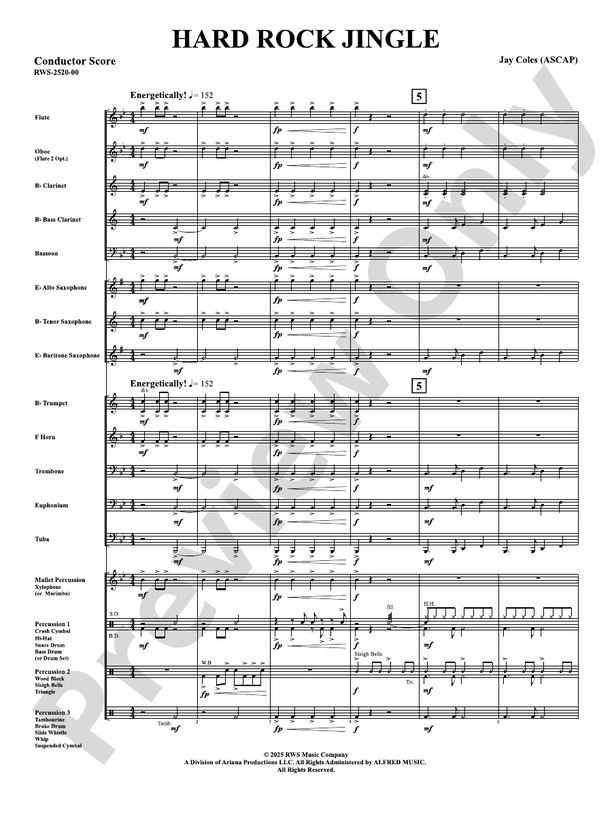 Hard Rock Jingle - Concert Band Conductor Score & Parts(Digital Download)