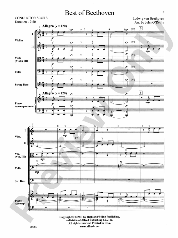 Best of Beethoven – String Orchestra Conductor Score & Parts (Digital Download)
