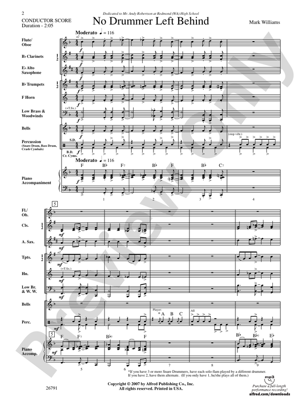 No Drummer Left Behind - Concert Band Conductor Score & Parts (Digital Download)