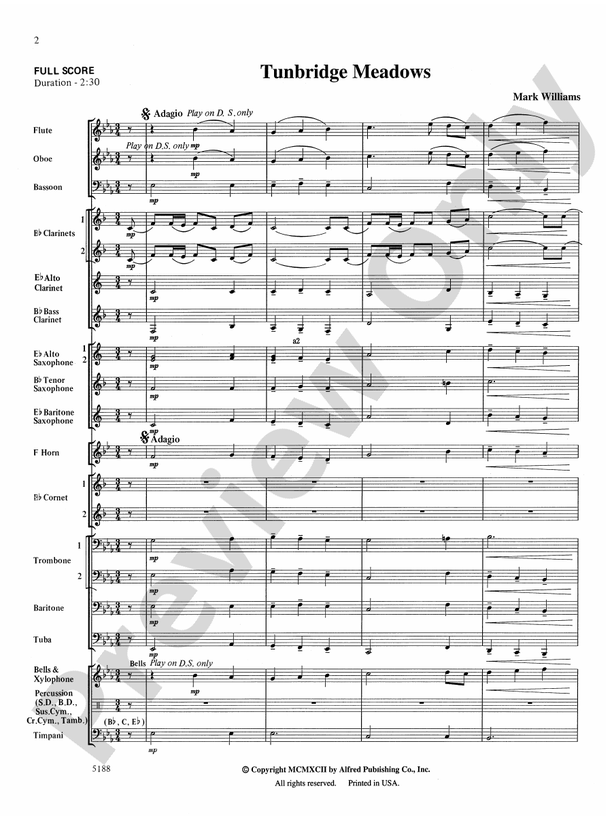Tunbridge Meadows - Concert Band Conductor Score & Parts (Digital Download)