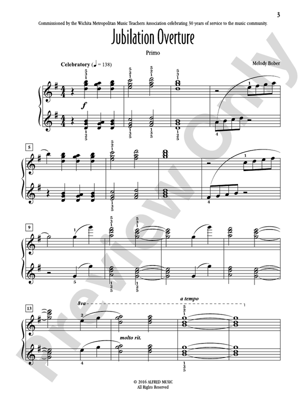 Jubilation Overture - 1 Piano, 4 Hands (Digital Download)