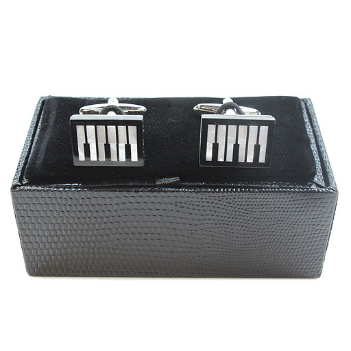 Piano Keyboard Cufflinks Mother of Pearl Keys with Silver Clasp in Gift Box