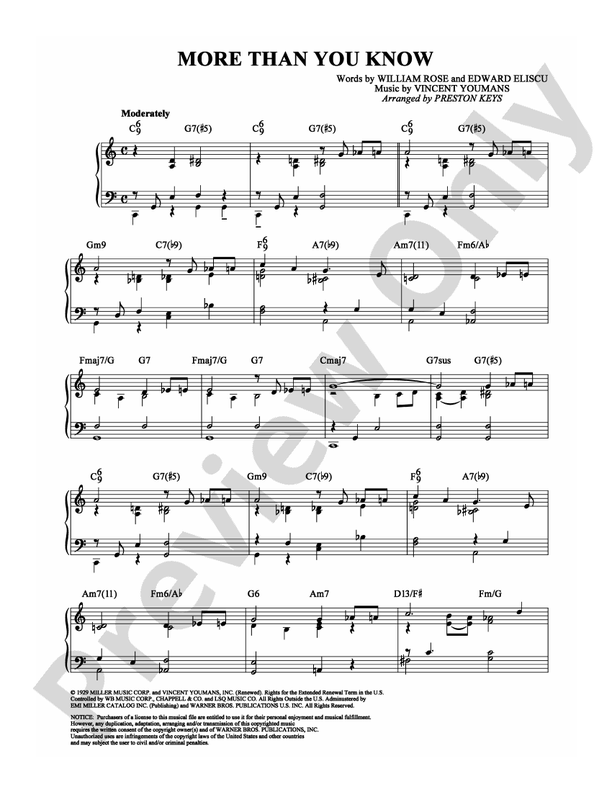 More Than You Know - Piano (Digital Download)