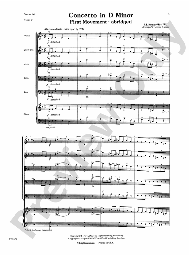 Concerto in D minor – String Orchestra Conductor Score & Parts (Digital Download)