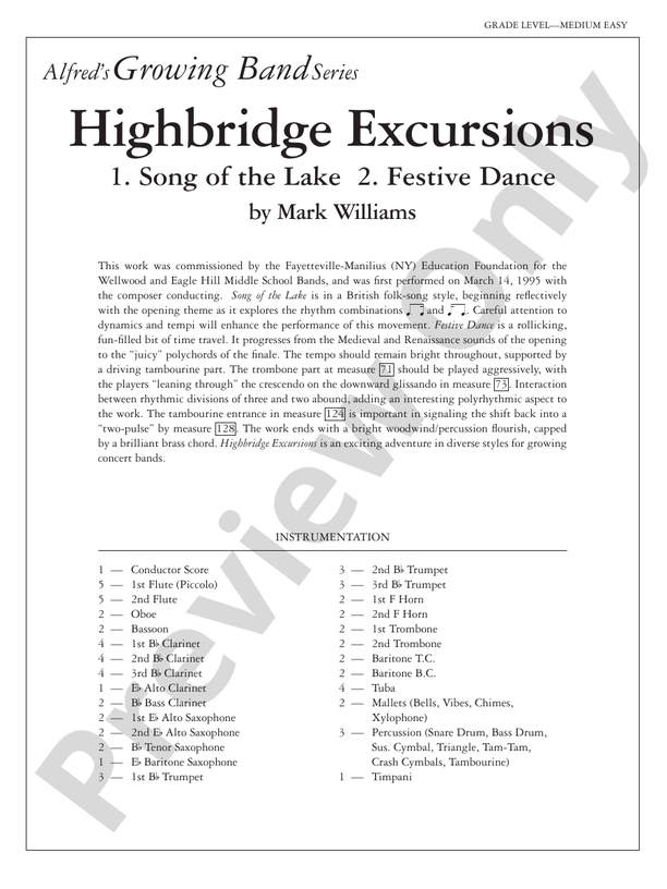 Highland Park Overture - Concert Band Conductor Score & Parts (Digital Download)