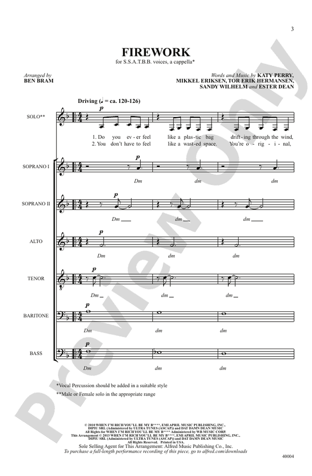 Firework – SSATBB, a cappella Choral Octavo (Digital Download)