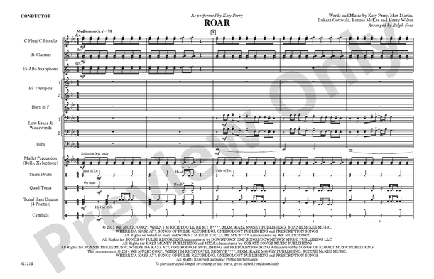 Roar – Marching Band Conductor Score & Parts (Digital Download)
