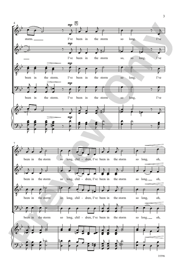 I've Been in the Storm So Long – SATB, a cappella Choral Octavo - Digital Sheet Music Download (Digital Download)