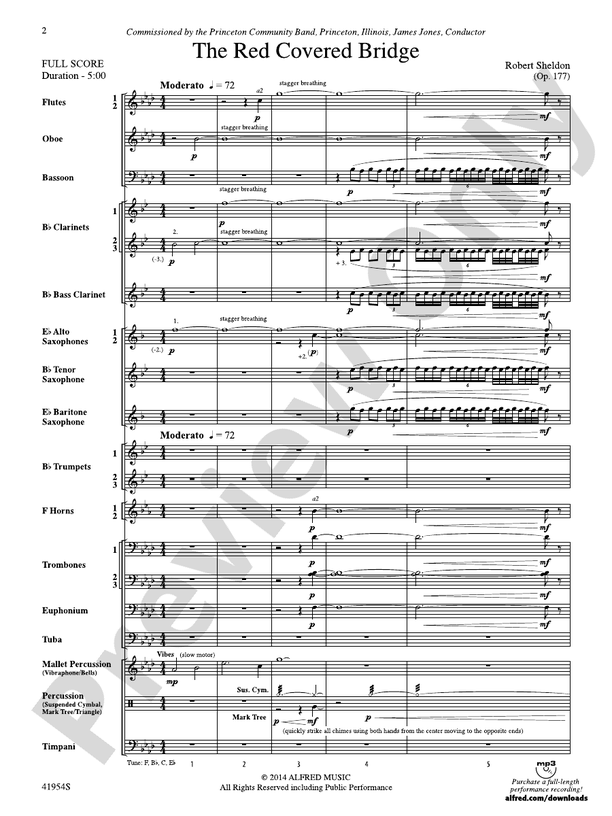 The Red Covered Bridge - Concert Band Conductor Score & Parts (Digital Download)