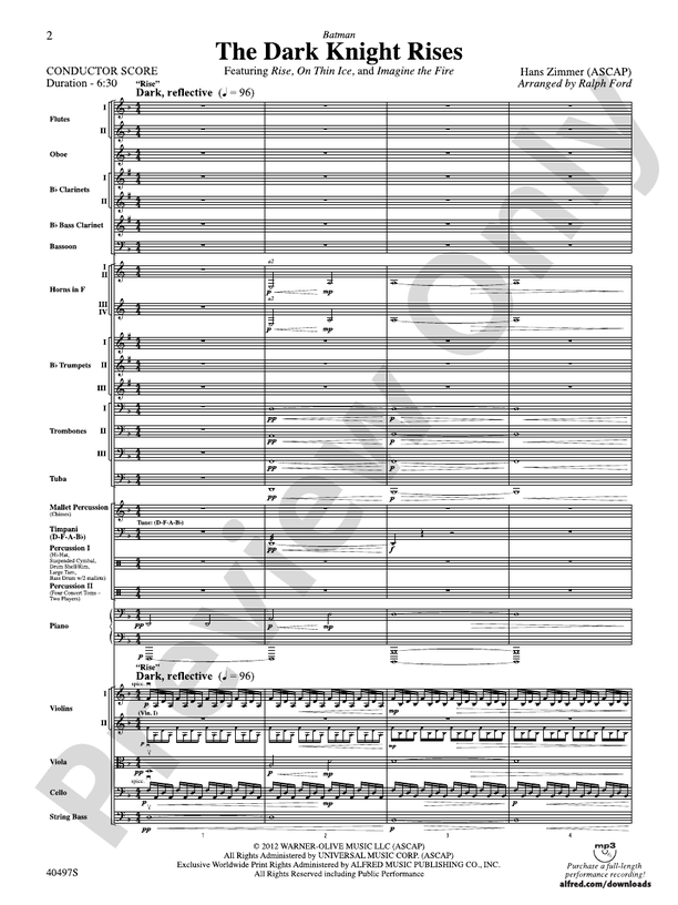Batman: The Dark Knight Rises – Full Orchestra Conductor Score & Parts (Digital Download)