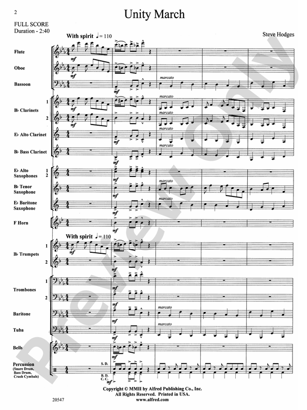 Unity March - Concert Band Conductor Score & Parts (Digital Download)