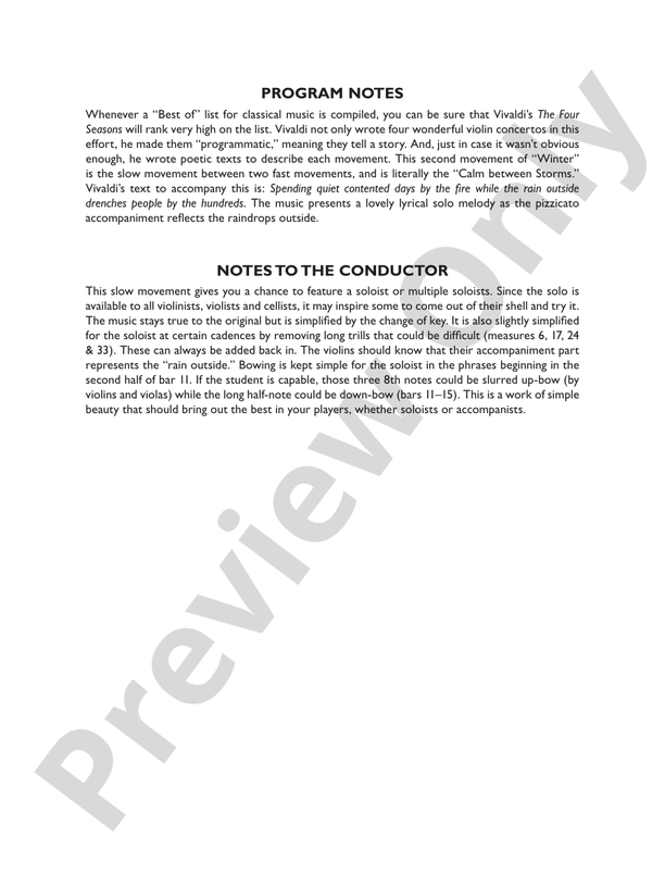 Winter from The Four Seasons – String Orchestra Conductor Score & Parts (Digital Download)