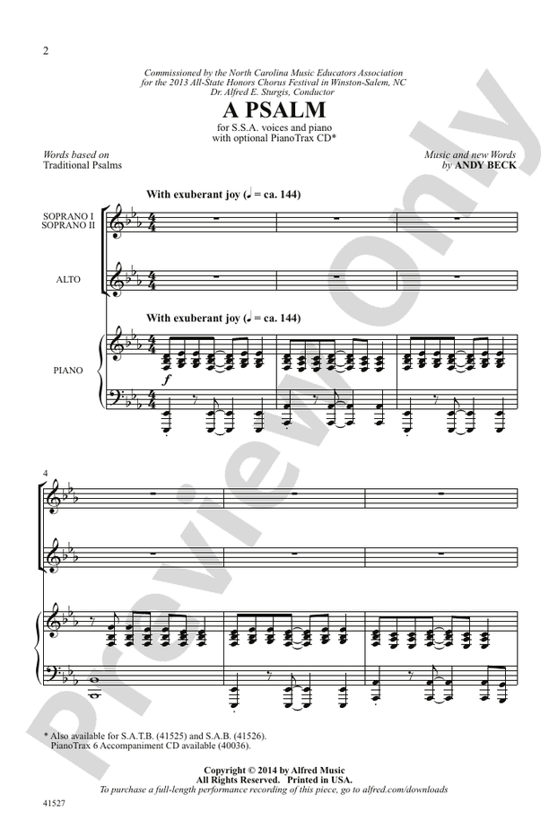 A Psalm - SSA Choral Octavo (Digital Download)