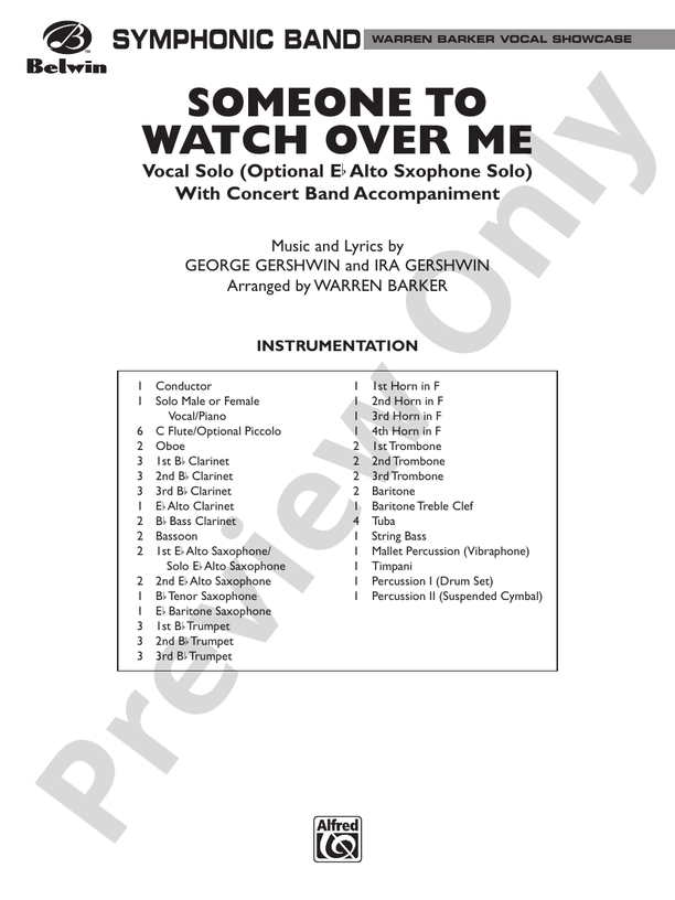 Someone to Watch Over Me - Concert Band Conductor Score & Parts (Digital Download)
