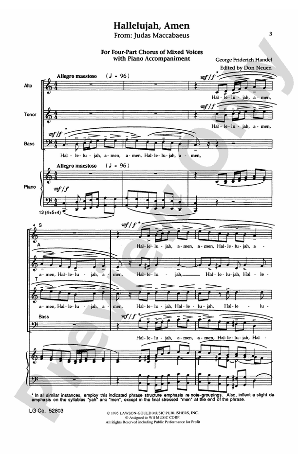 Hallelujah, Amen (from Judas Maccabaeus) – SATB Choral Octavo (Digital Download)