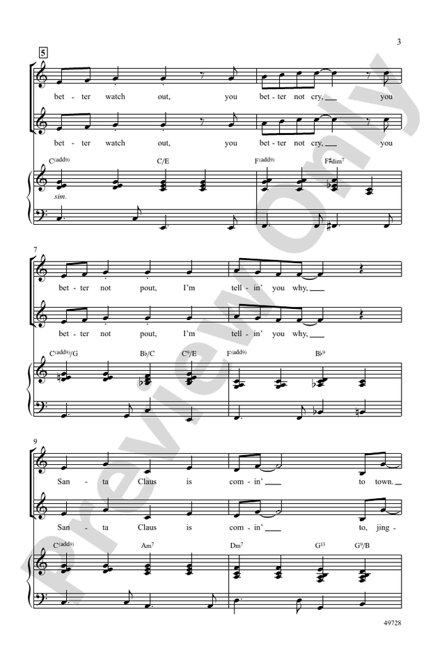 Santa Claus Is Comin' to Town (Arr. Kirby Shaw) - 2 Part Treble Choral Octavo (Digital Download)