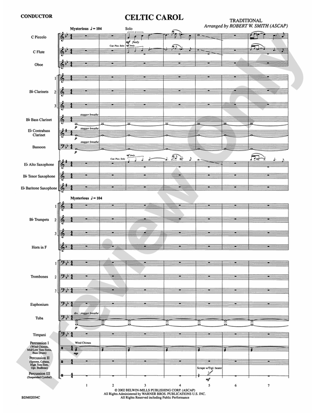 Celtic Carol - Concert Band Conductor Score & Parts (Digital Download)