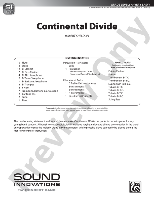 Continental Divide - Concert Band Conductor Score & Parts (Digital Download)
