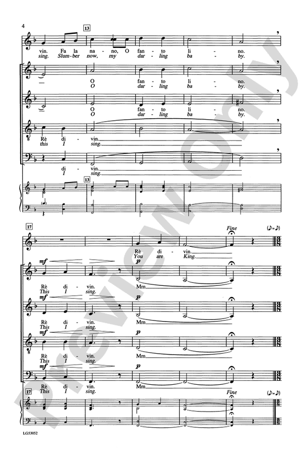 Dormi, Dormi, O Bel Bambin – SATB & Soprano Solo, a cappella Choral Octavo (Digital Download)