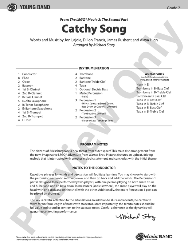 Catchy Song - Concert Band Conductor Score & Parts (Digital Download)