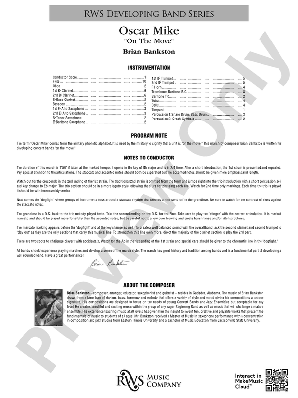 Oscar Mike - On the Move - Concert Band Conductor Score & Parts (Digital Download)