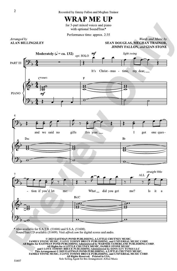 Wrap Me Up - 3 Part Mixed Choral Octavo (Digital Download)