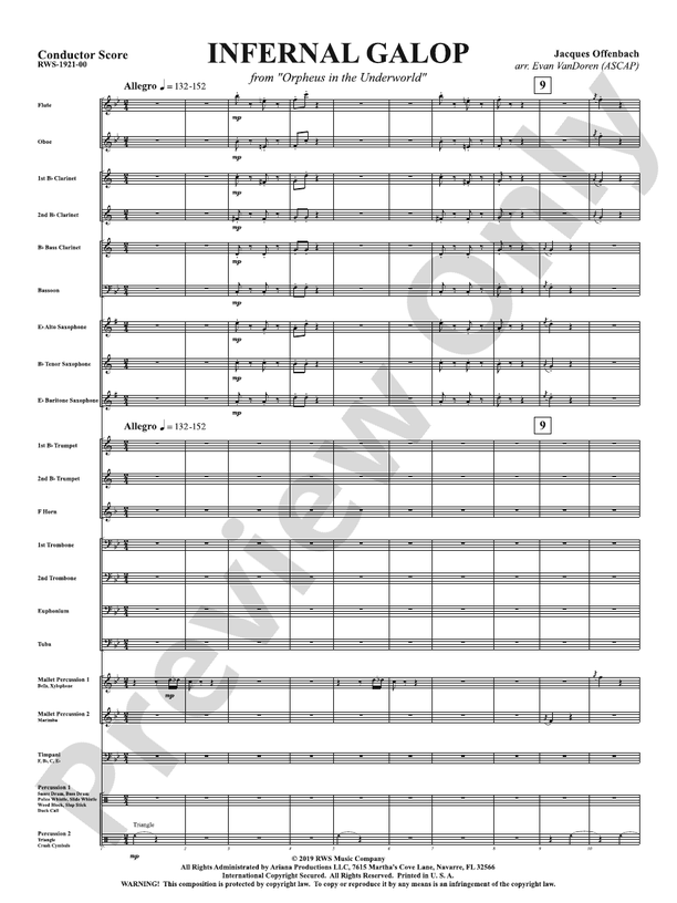 Infernal Galop - From Orpheus in the Underworld (RWS Concert Band) - Concert Band Conductor Score & Parts (Digital Download)
