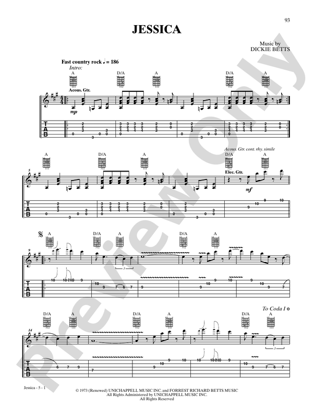 Jessica - Interm./Easy Guitar TAB (Digital Download)