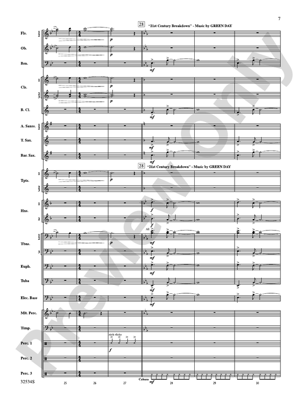21st Century Breakdown, Suite from Green Day's - Concert Band Conductor Score & Parts (Digital Download)