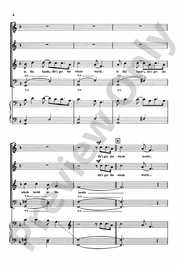 He's Got the Whole World in His Hands – SATB, a cappella Choral Octavo (Digital Download)