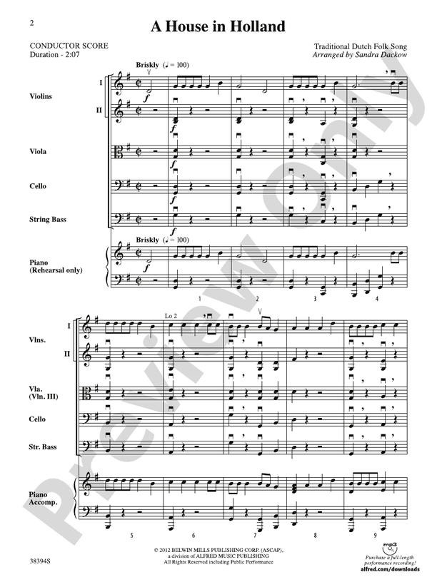 A House in Holland – String Orchestra Conductor Score & Parts (Digital Download)