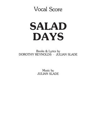 Salad Days - Vocal Score - Julian Slade - Vocal IMP Vocal Score