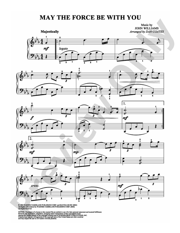May the Force Be With You - Arr. Dan Coates - Easy Piano (Digital Download)