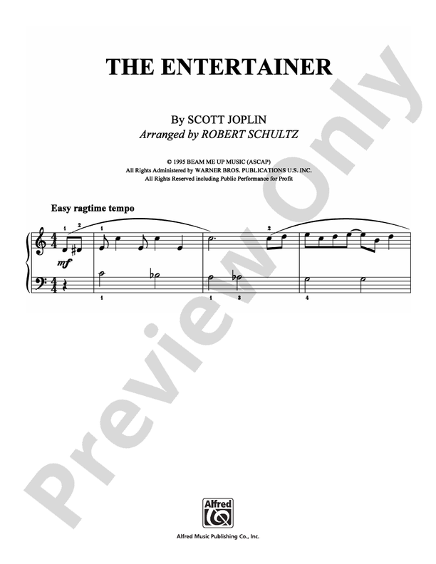 The Entertainer - Arr. Robert Schultz - Easy Piano (Digital Download)