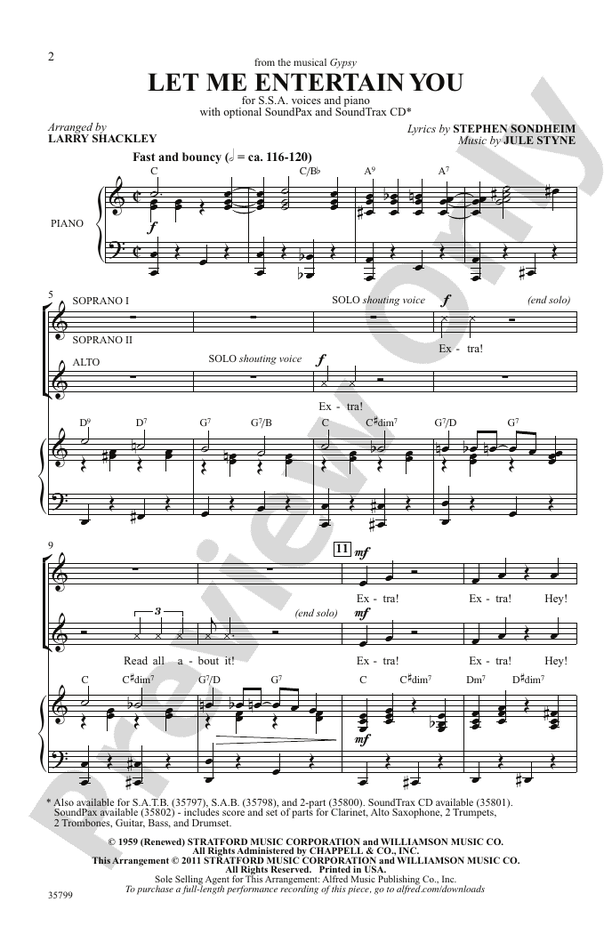 Let Me Entertain You (from Gypsy) – SSA Choral Octavo (Digital Download)